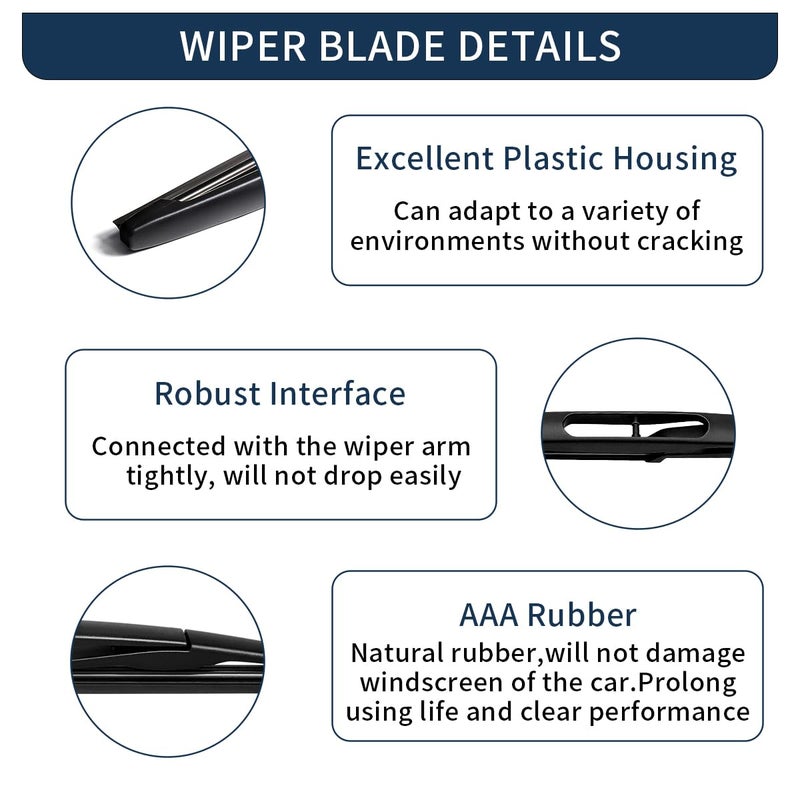 ASLAM Rear Wiper Blade,ASLAM 10E Rear Windshield Wiper Blades Type-E for Original Equipment Replacement,Exact Fit(Pack of 2) - Image 2